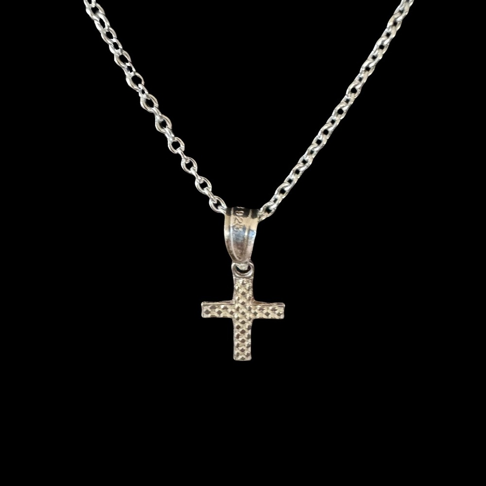 Sterling Silver Tiny Cross Pendant Necklace